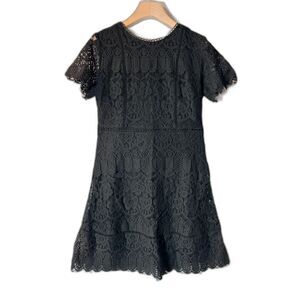 NWOT August Sky Scalloped Floral Lace Mini Dress in Black size M
